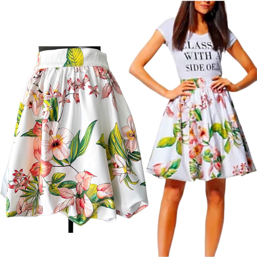 NEW YORK & COMPANY White Floral Skirt
